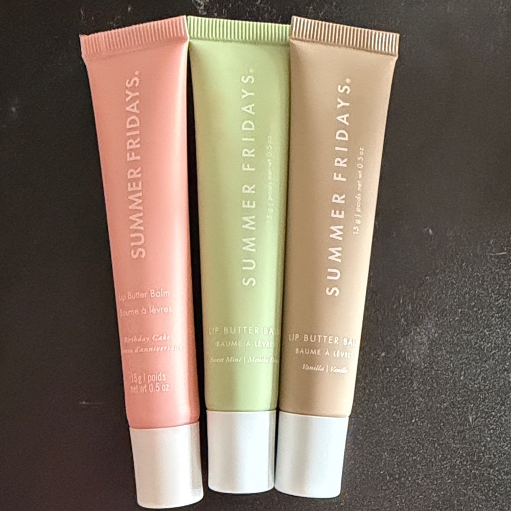 Summer Fridays Lip Butter Balm Trio - Birthday Cake, Sweet Mint, Vanilla